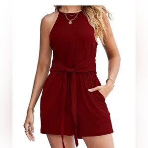 NEW•XL•Make Yourself Comfy Merlot Soft Romper w Pockets